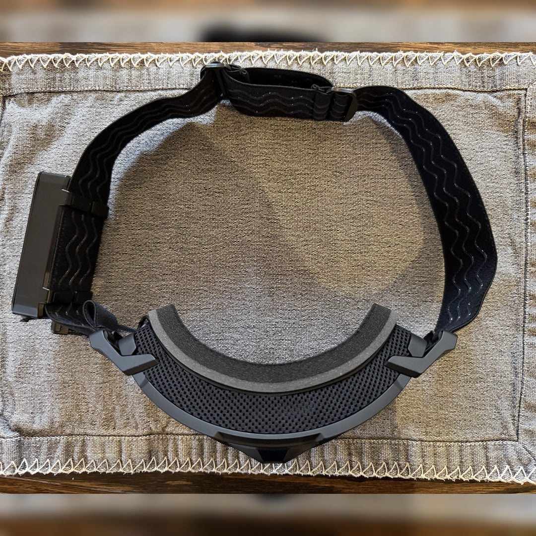 Inside of the Hillarie goggle showing the face foam and strap #strap_top-secret-1