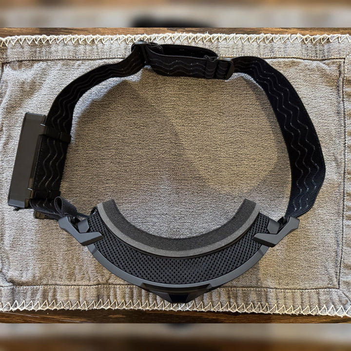 Inside of the Hillarie goggle showing the face foam and strap #strap_top-secret-1