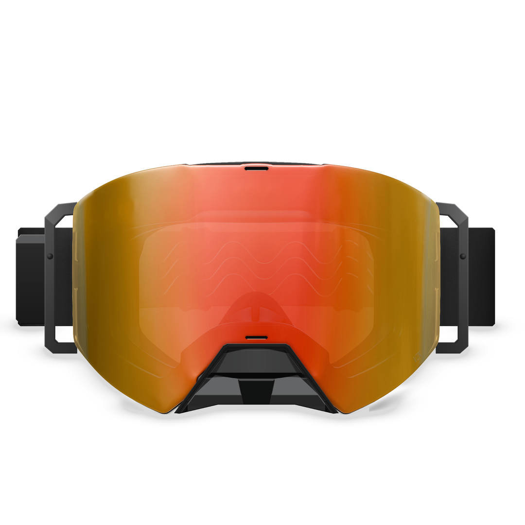 Hillarie heated snowmobile goggle, Tinted Red lens, front view #strap_top-secret-1
