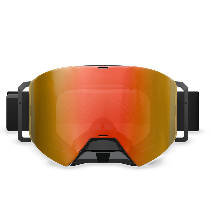 Hillarie heated snowmobile goggle, Tinted Red lens, front view #strap_top-secret-1