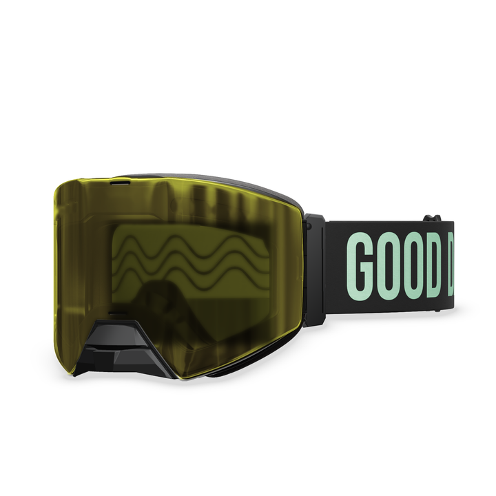 Hillarie heated snowmobile goggle, Yellow low-light lens, 45 degree view #strap_top-secret-1