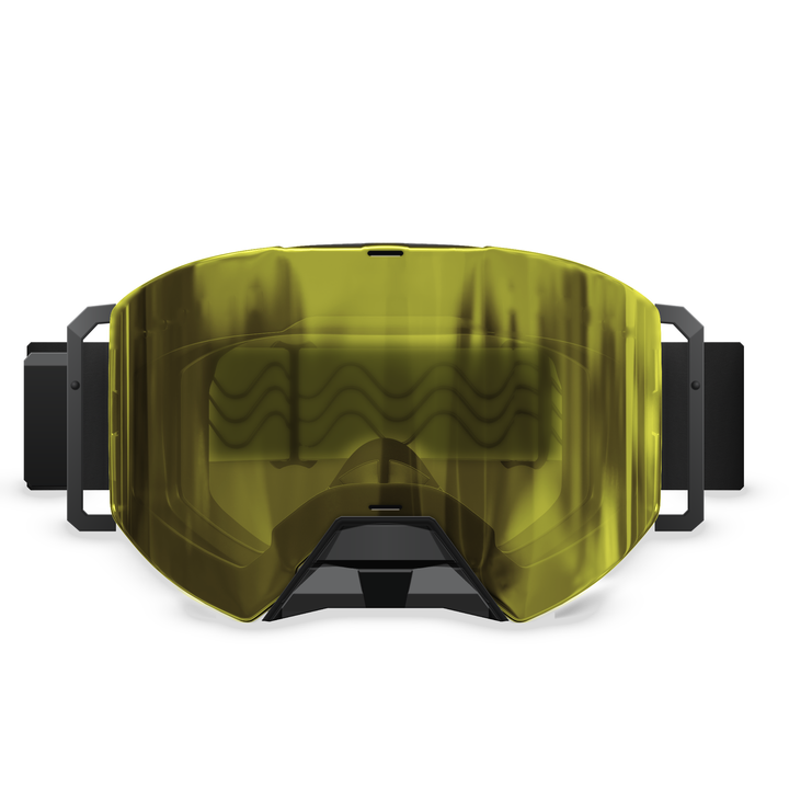 Hillarie heated snowmobile goggle, Yellow low-light lens, front view #strap_top-secret-1